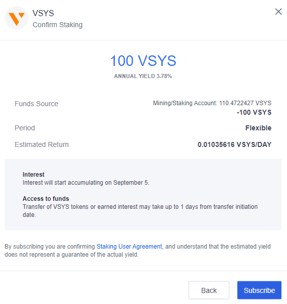 VSYS - Подтвердить ставку